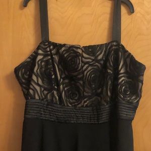 Black and nude ruffle dress